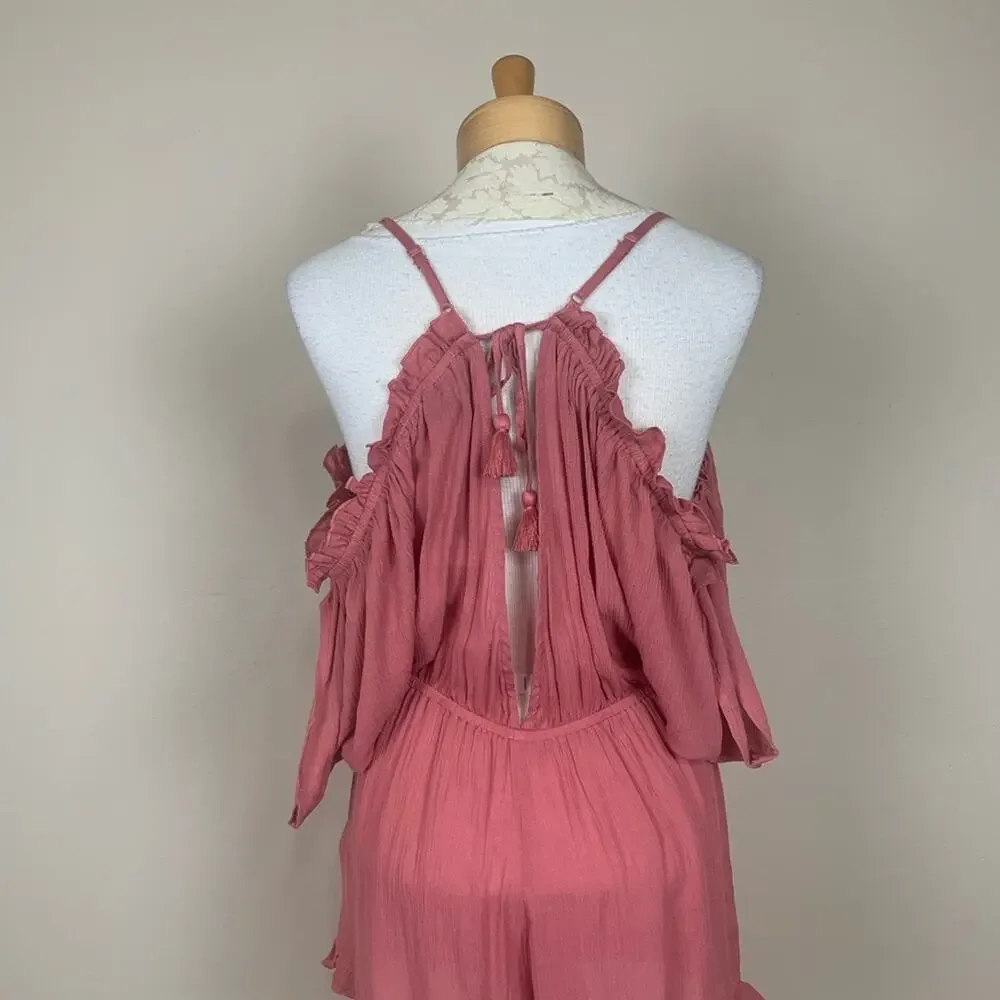 Top Shop Cold Shoulder Playsuit Pink Size Small